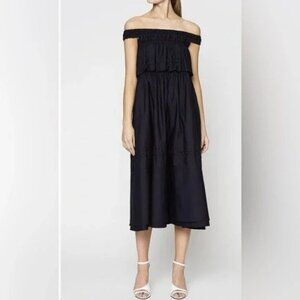 Scanlan Theodore Eyelet Navy Blue Dress Size S/M